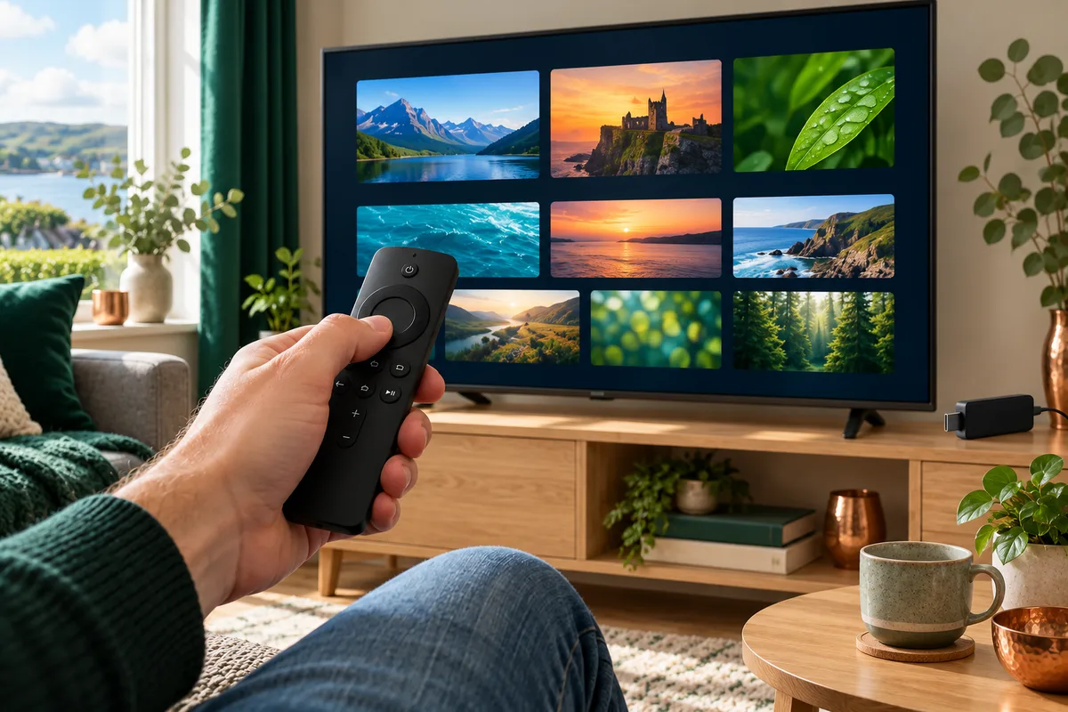 Remote control used during IPTV UK app setup on a television