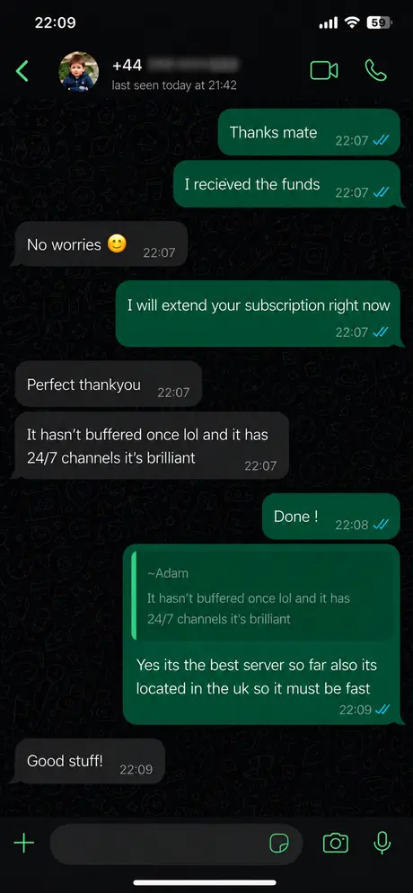 IPTV UK customer discussing a renewal and their viewing experience
