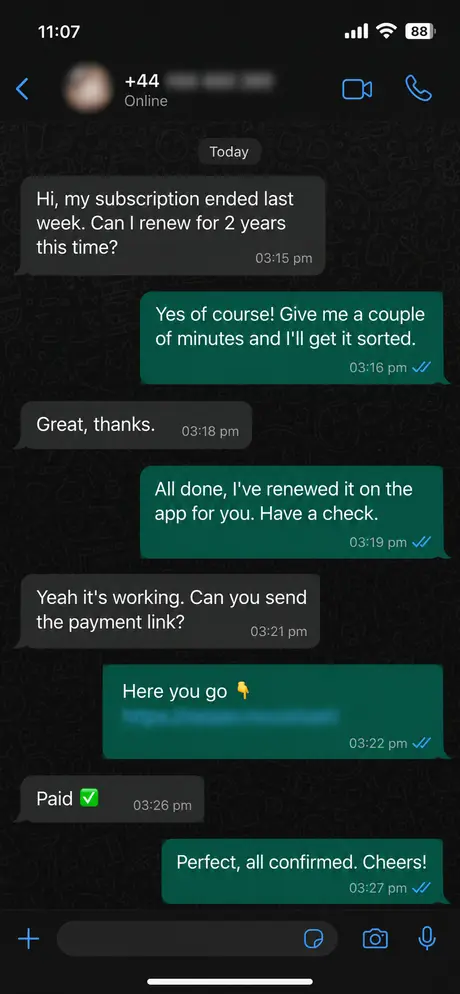 IPTV UK customer discussing their subscription