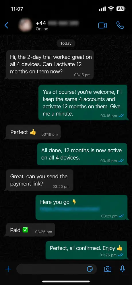 IPTV UK customer feedback conversation
